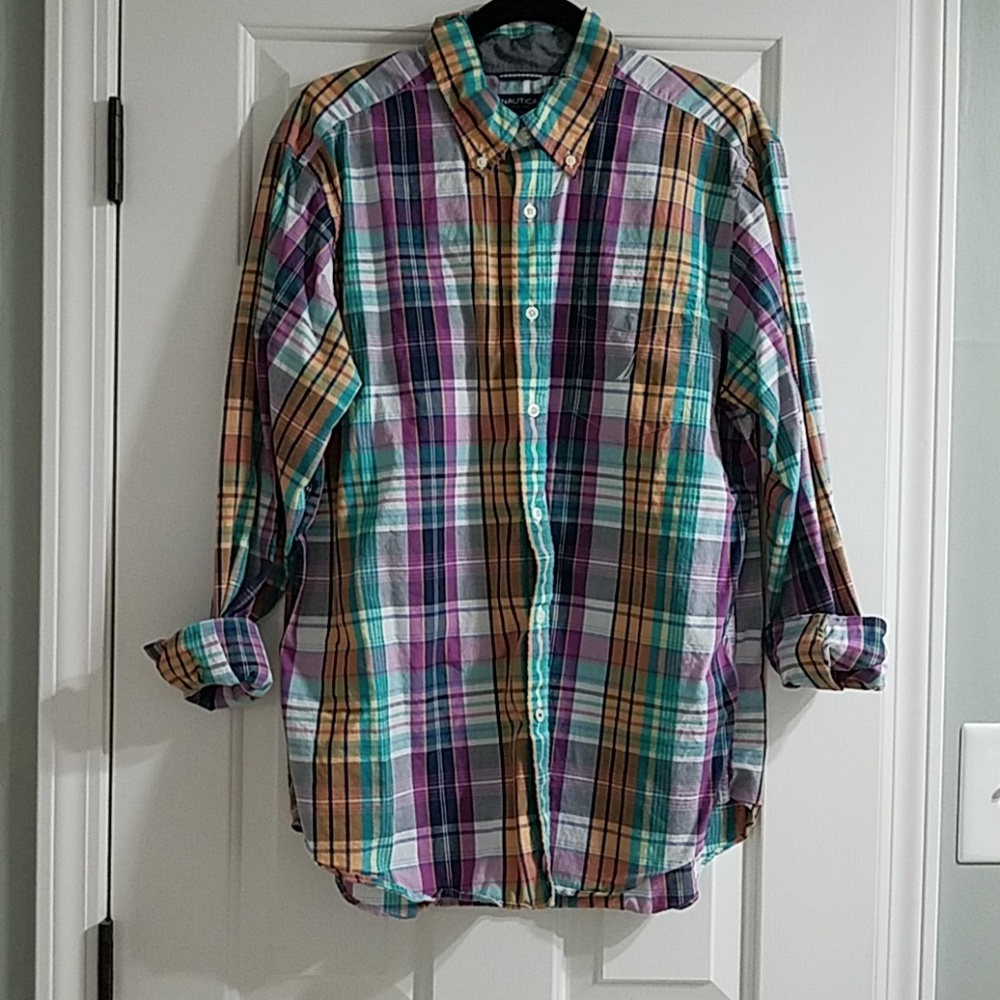 Mens Nautica plaid shirt Large